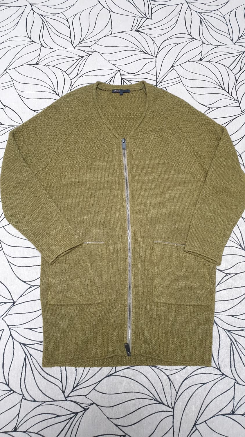 Maje 니트 집업 울 가디건 올리브 세미오버핏 1사이즈 상품이미지1