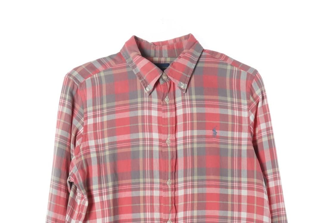 폴로 랄프로렌 클래식핏 핑크 그레이 체크 셔츠 L 상품이미지3
