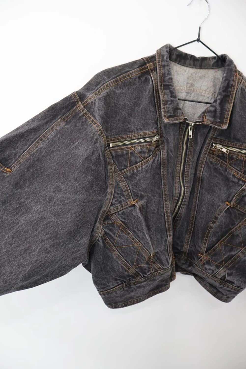 Vintage Cropped Biker Denim Jacket 상품이미지4