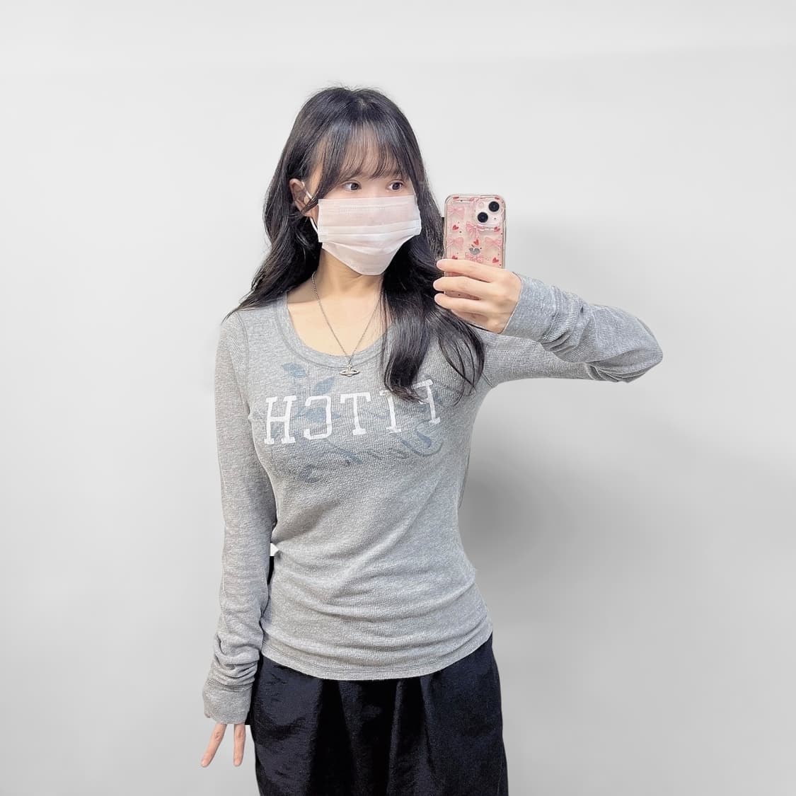 아베크롬비 피치 로고 롱슬리브 그레이 상품이미지1