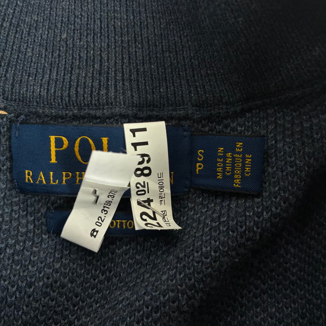Polo  폴로 랄프로렌 자수 피마코튼 다크네이비 반집업 니트  상품이미지5