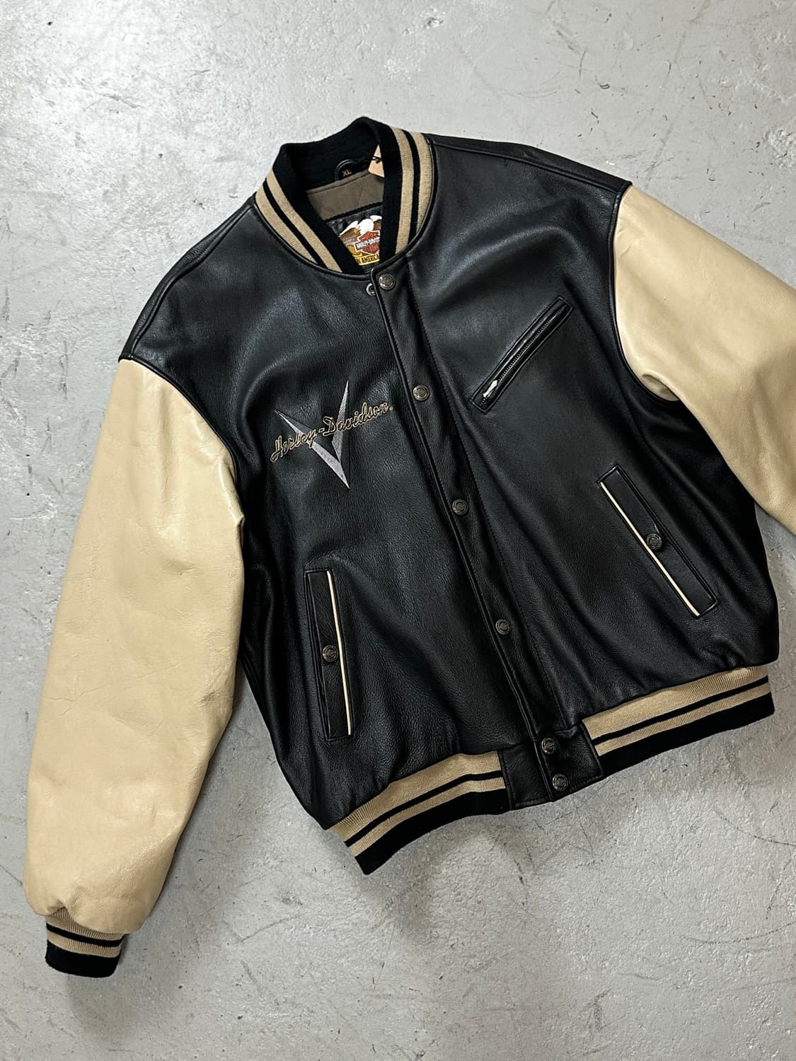 00's 할리데이비슨 레더 봄버 자켓 풀그레인 레더 자켓 상품이미지5