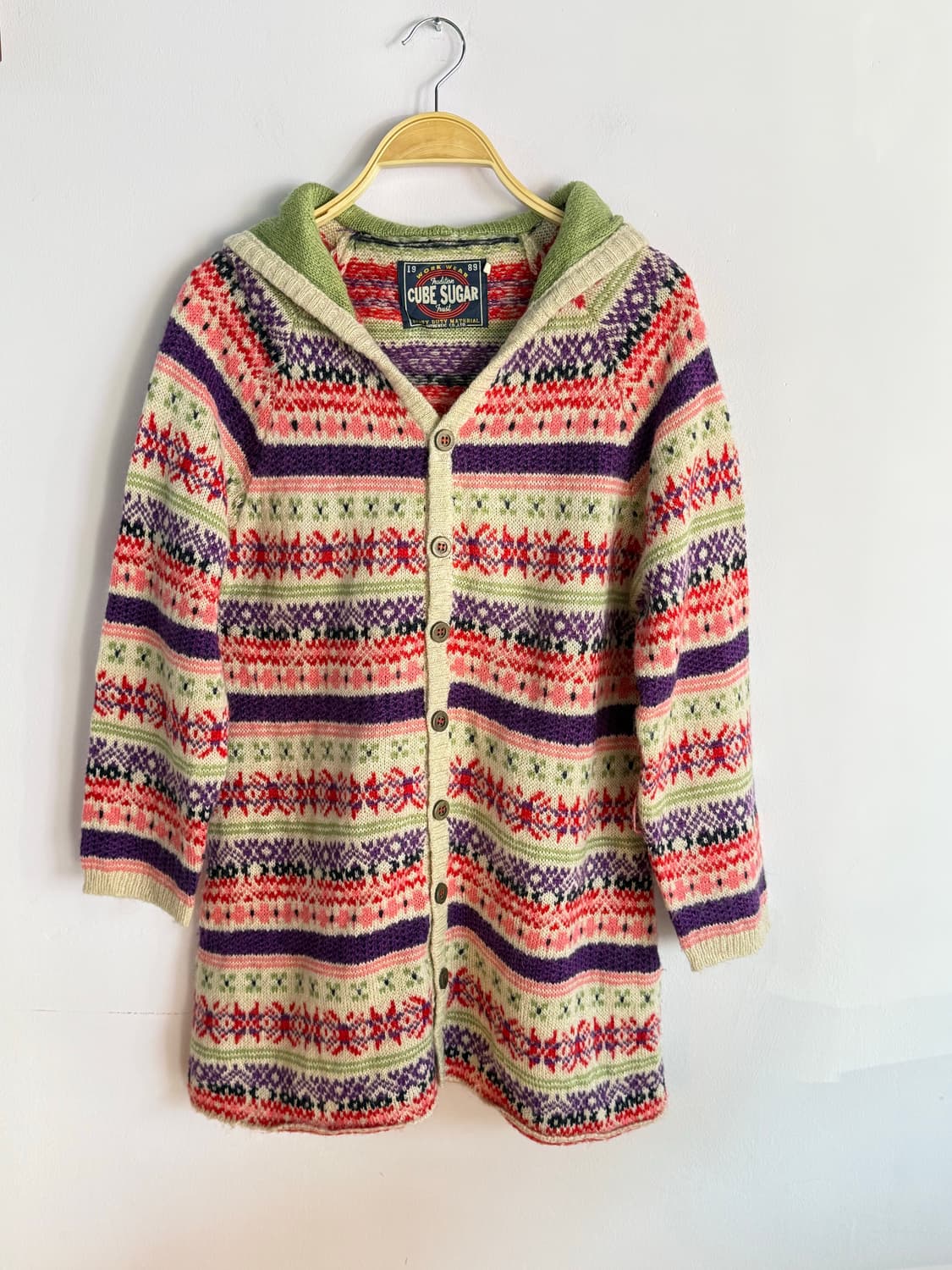 큐브슈가 빈티지패턴 후드 가디건 상품이미지6