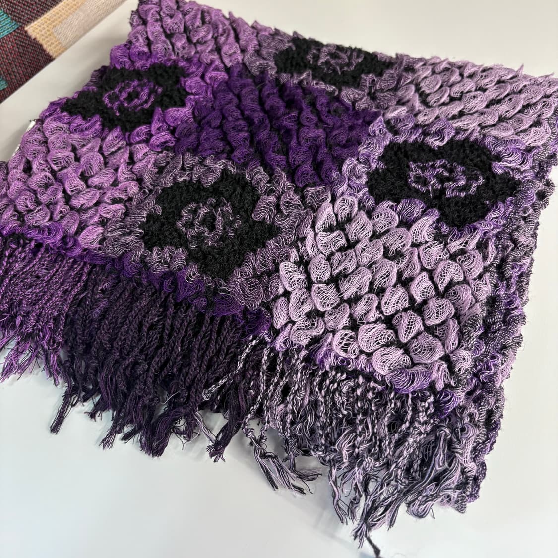 퍼플 그런지 플라워 롱 머플러  상품이미지2