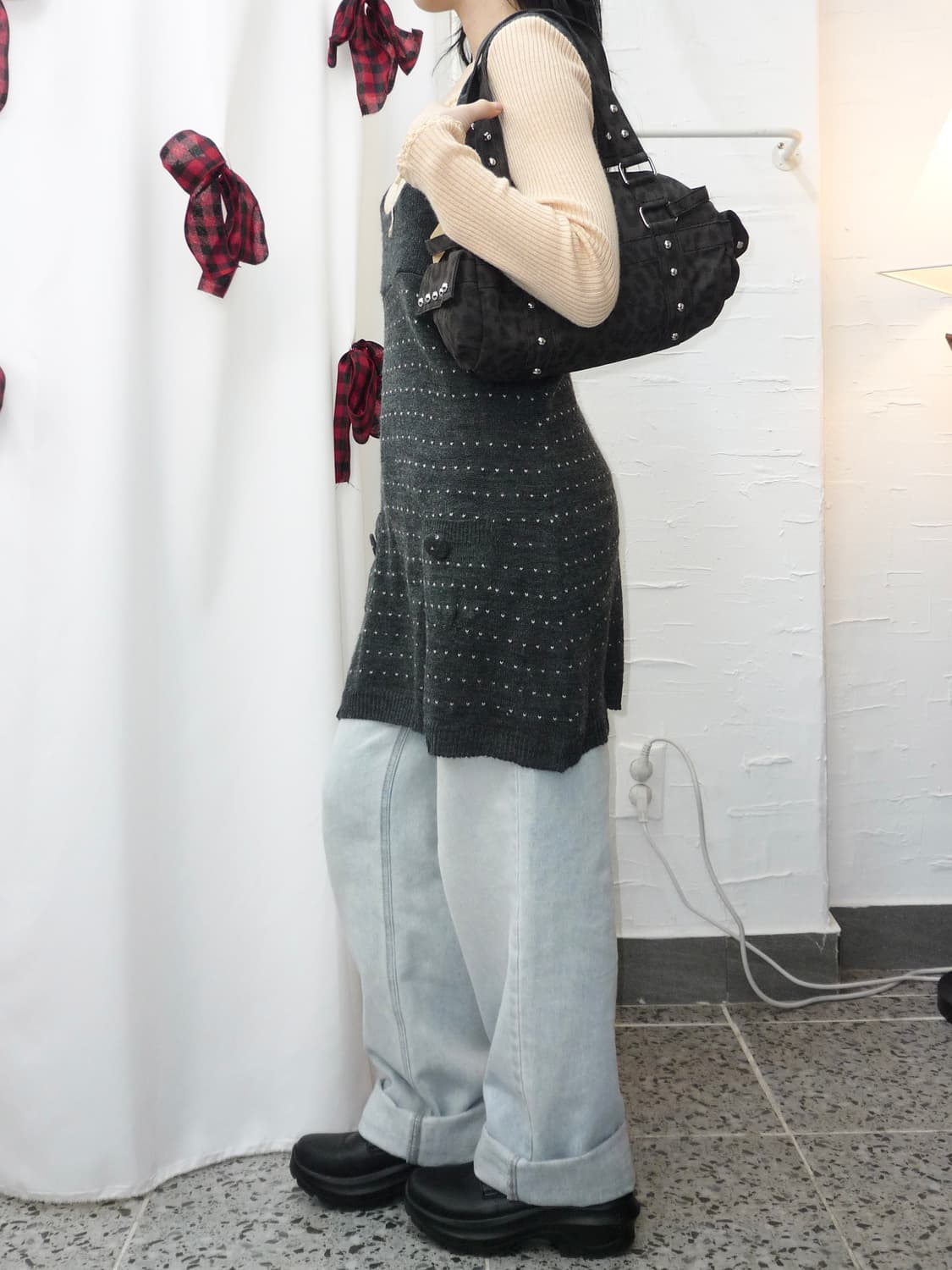 button pocket knit bustier 상품이미지2