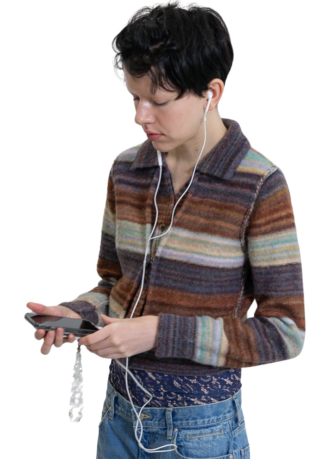 [F]퍼버즈 26ss 스트라이프 니트 셔츠/브라운 상품이미지2