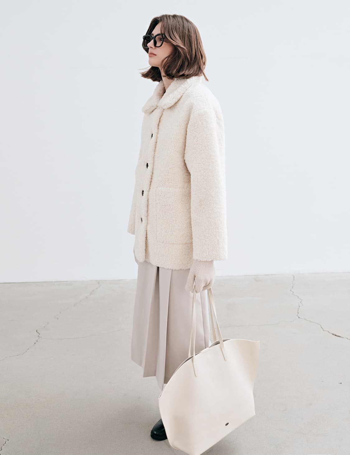 얀13 더플 무스탕 자켓 아이보리 상품이미지4