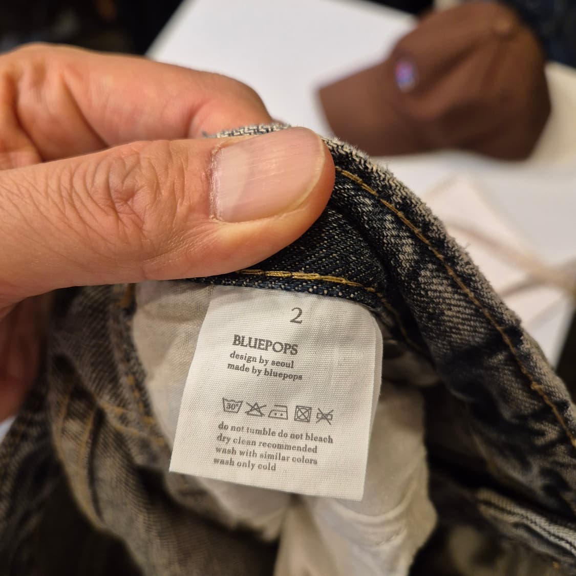 34인치 절개패턴 워싱 와이드데님팬츠  상품이미지4