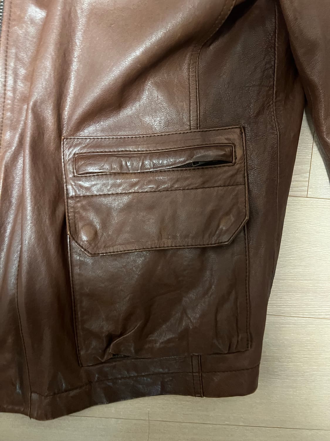 Lamb skin 가죽 자켓 브라운 상품이미지4