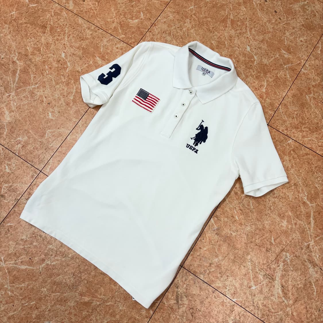 Uspa 폴로 빅포니 화이트 성조기 카라티  상품이미지5