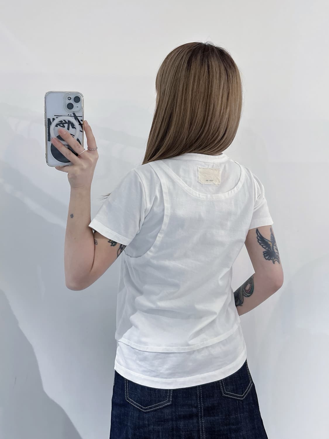 마땡킴 화이트 레이어드 반팔 상품이미지2