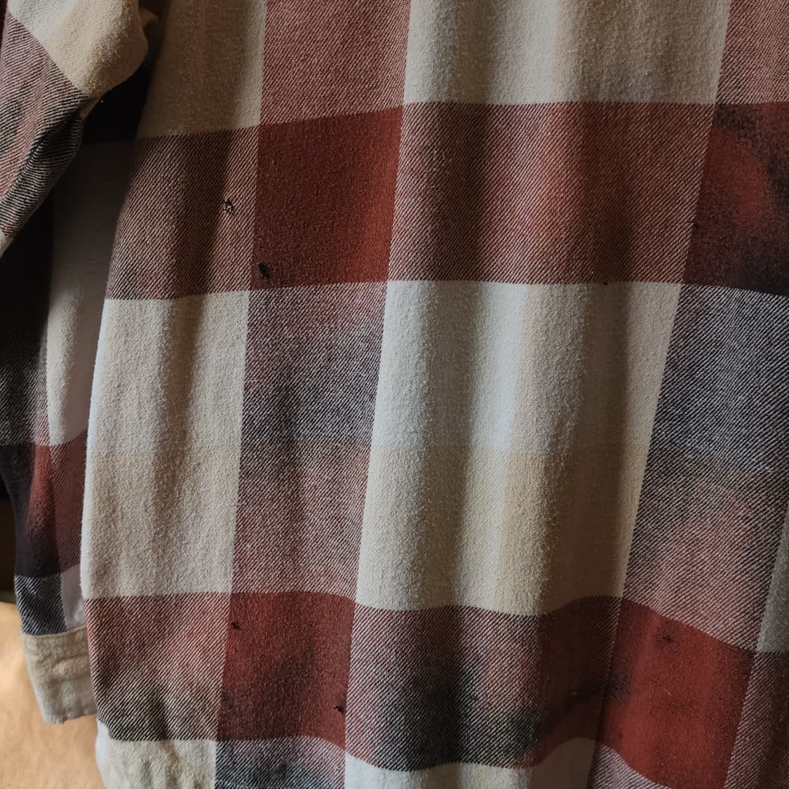 90s 빈티지 체크셔츠 헤비 플란넬 워크셔츠 썬페이딩 셔츠 투포켓 M 상품이미지8
