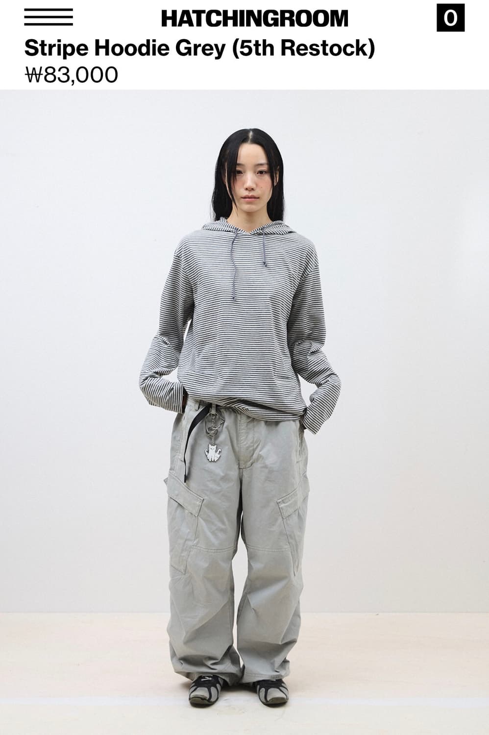 hatchingroom stripe hoodie grey 3size 상품이미지1