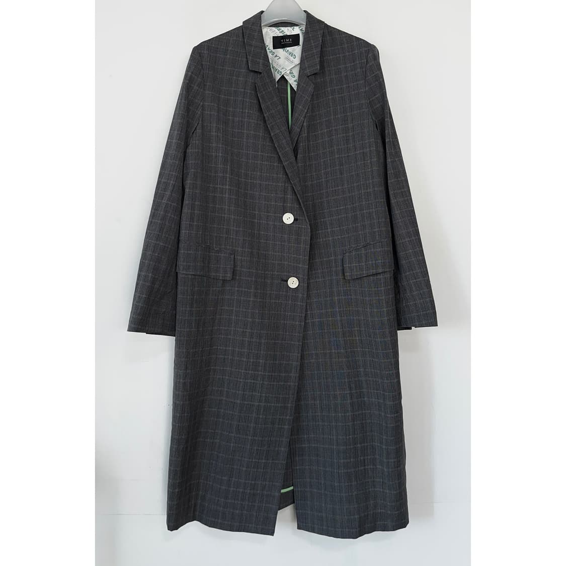 타임 TIME 크링클 체크 코트 상품이미지2