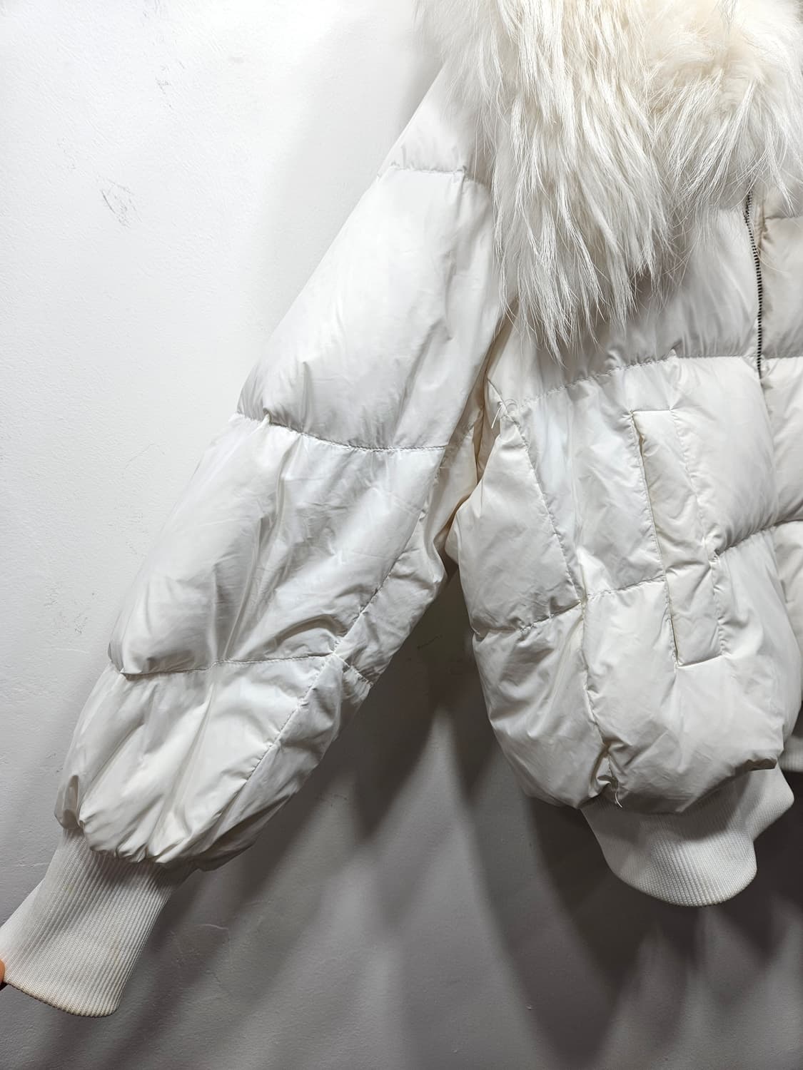 화이트 폭스 퍼카라 오리털 숏패딩M 상품이미지5