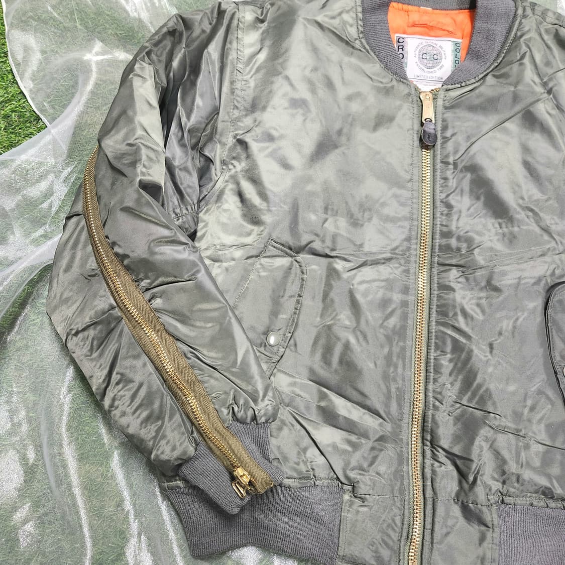 CROSS COLOURS 빈티지 MA-1 항공점퍼 / 오버핏 카키 상품이미지3