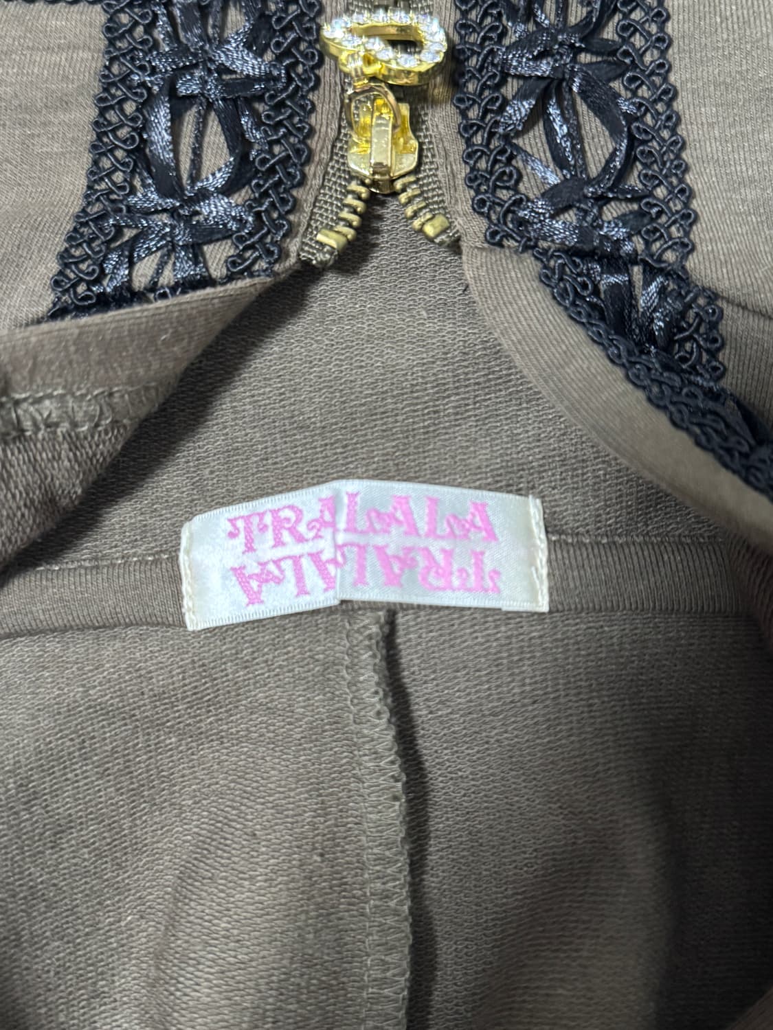 Tralala 레이스 금장 버튼 후드집업 y2k 갸루 밀리터리 상품이미지6