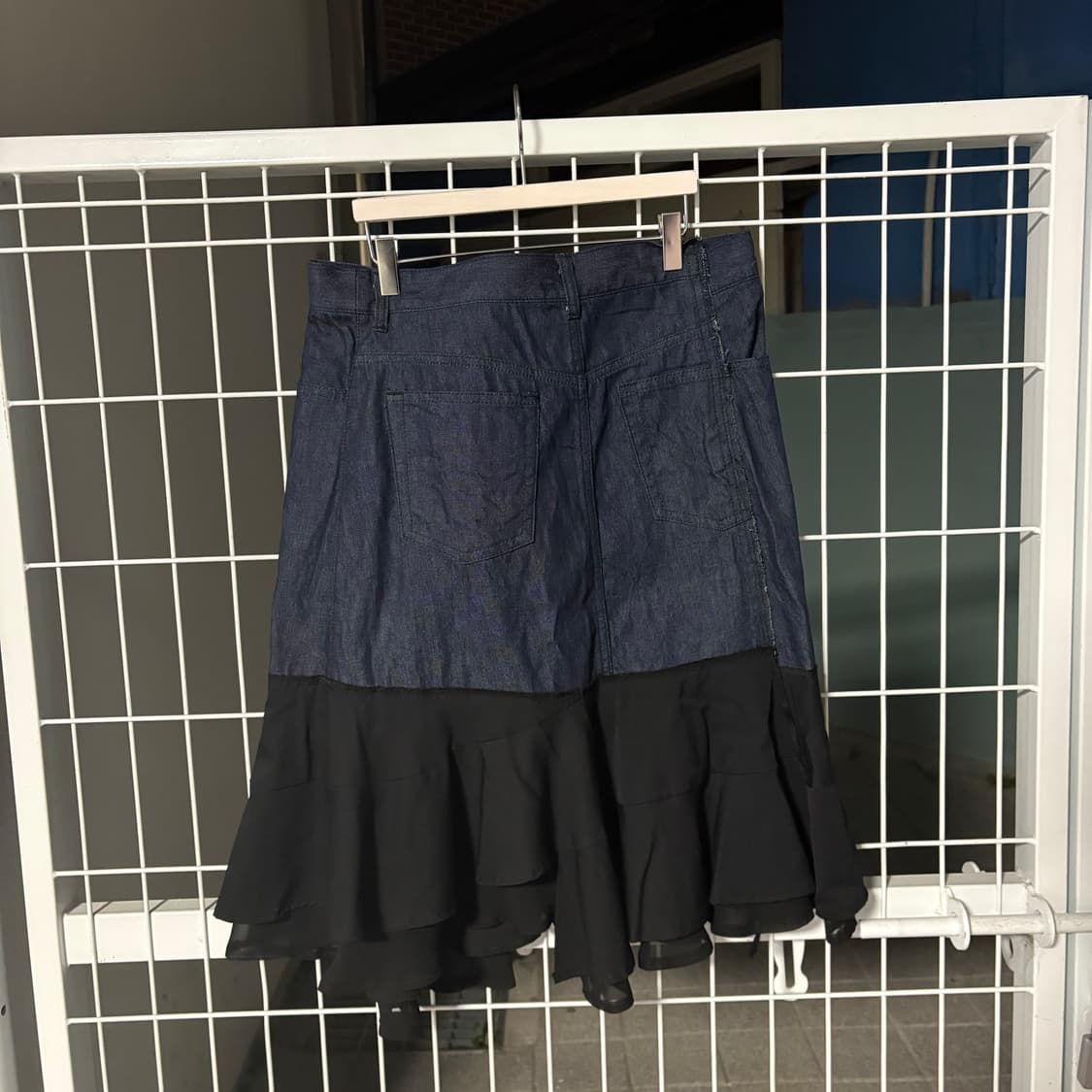 꼼데가르송 트리콧 랩스타일 비대칭 울 데님 블랜드 치마 상품이미지5