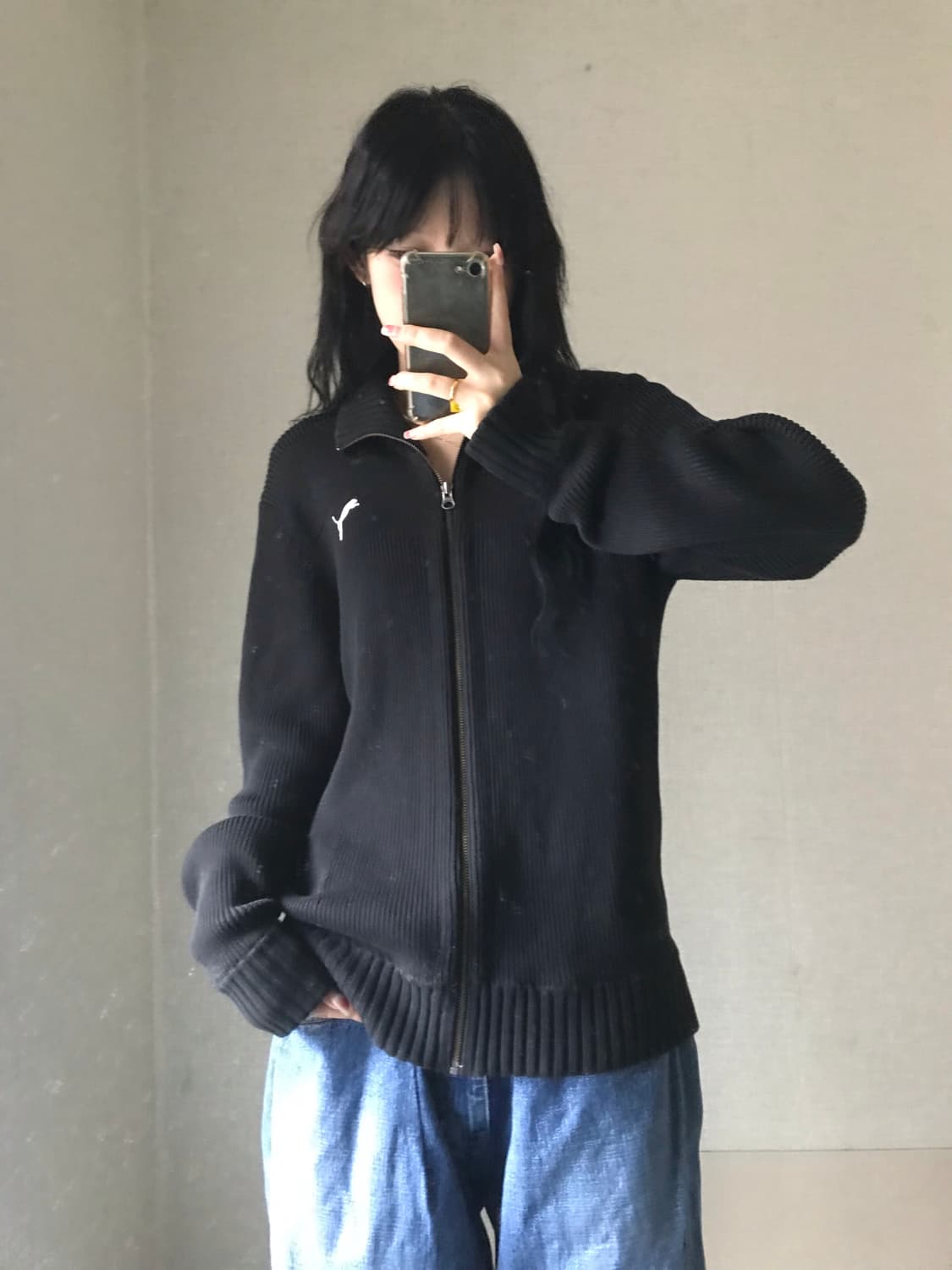 푸마 블랙 하이넥 니트집업 상품이미지5