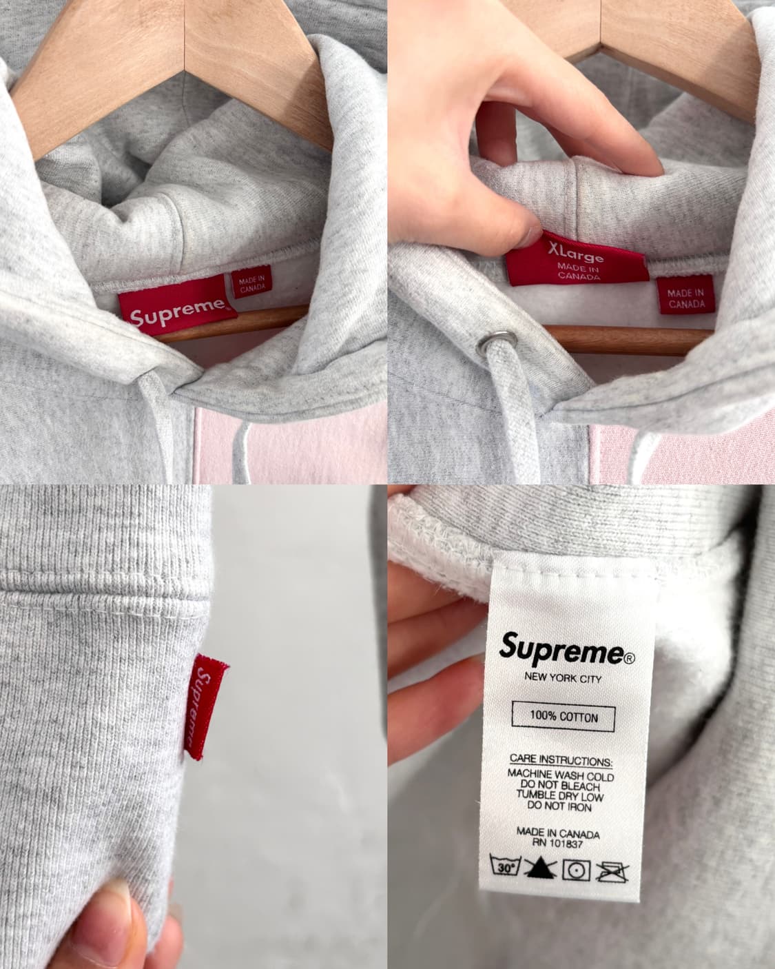 Supreme 슈프림 17FW 그레이 핑크 아치로고 후드 상품이미지9