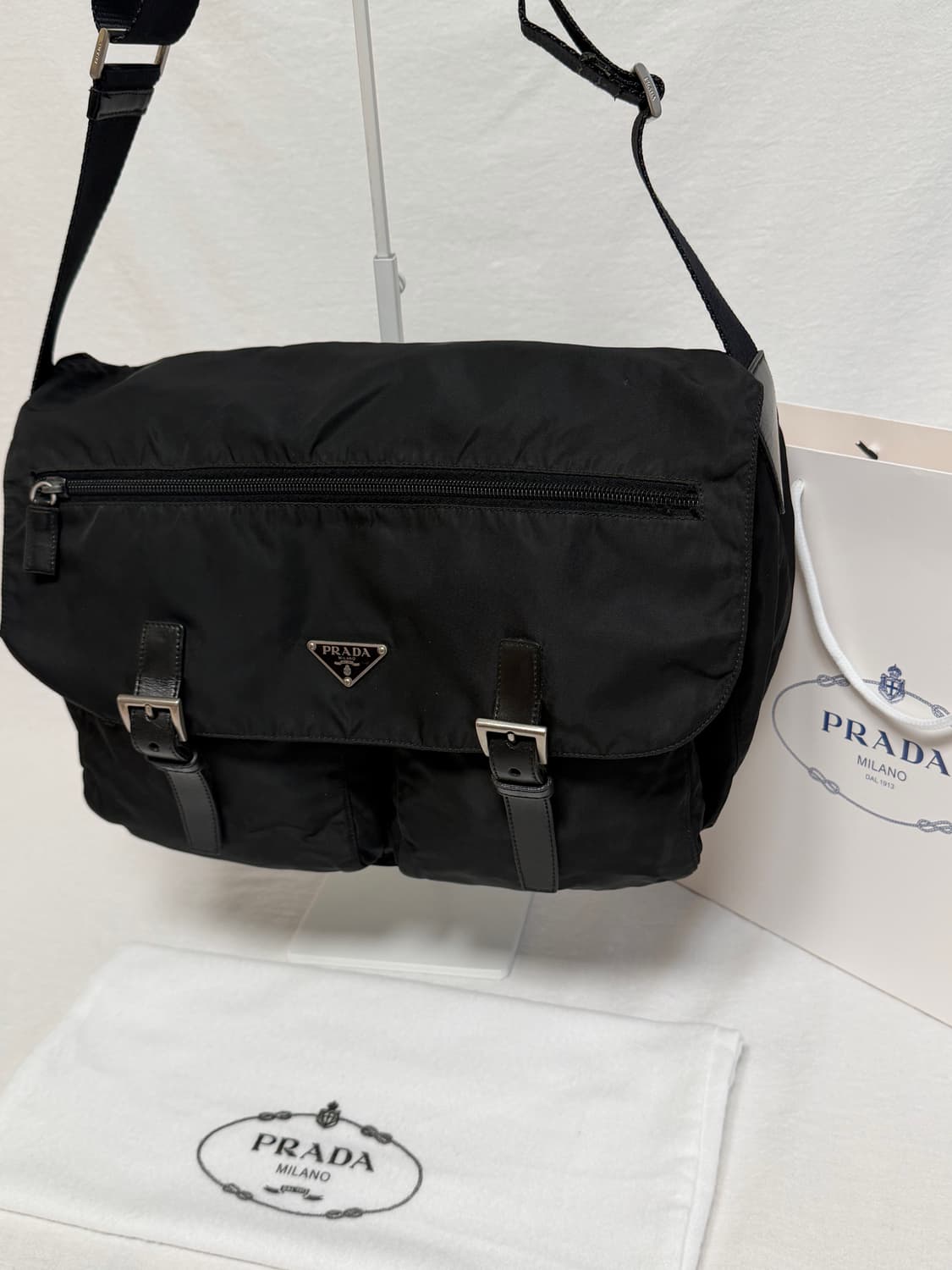 정품 프라다 포코노 나일론 블랙 메신저백 크로스백 숄더백 상품이미지5