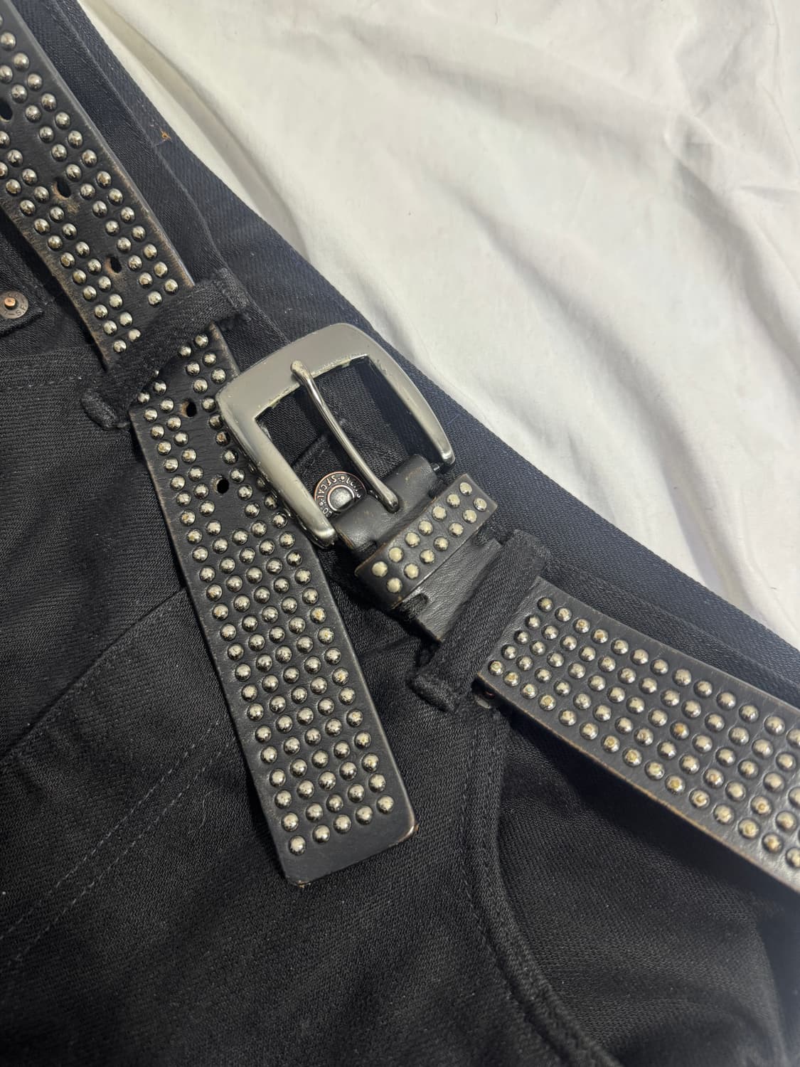 빈티지 볼스터드 레더 벨트 상품이미지3