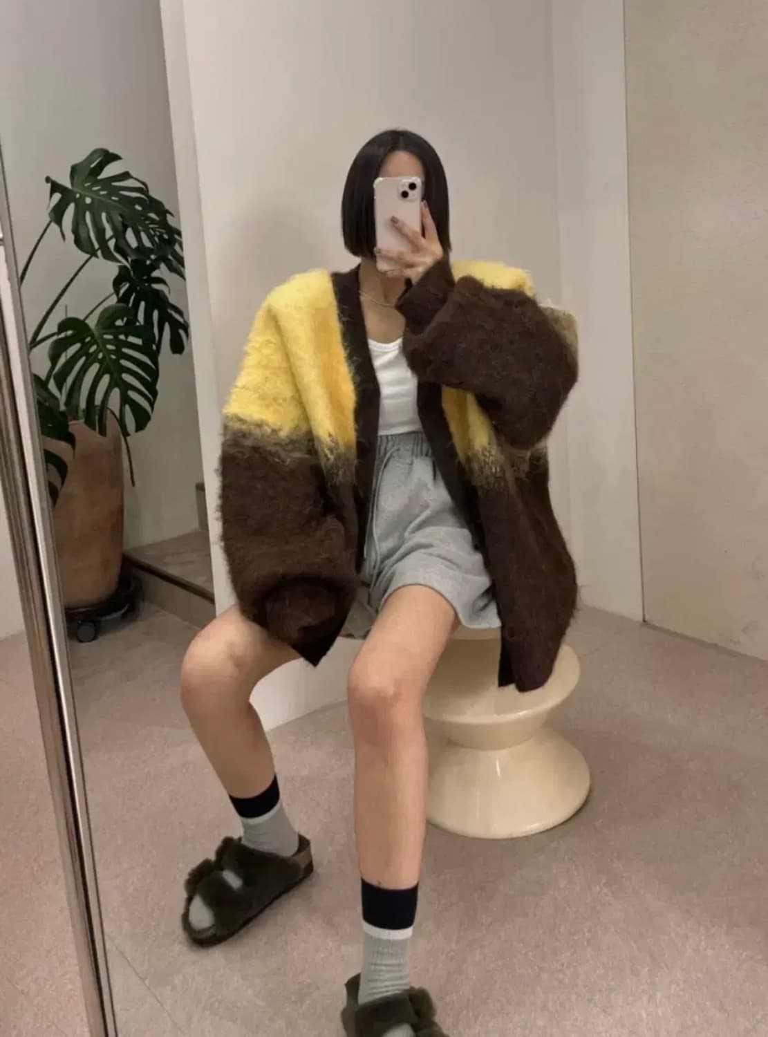 엔티크제이_옴브레 브러쉬 가디건(브라운) 상품이미지1