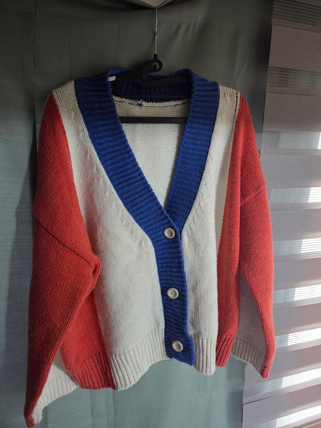 5천원 급처! 배색 빈티지 니트 가디건 상품이미지1