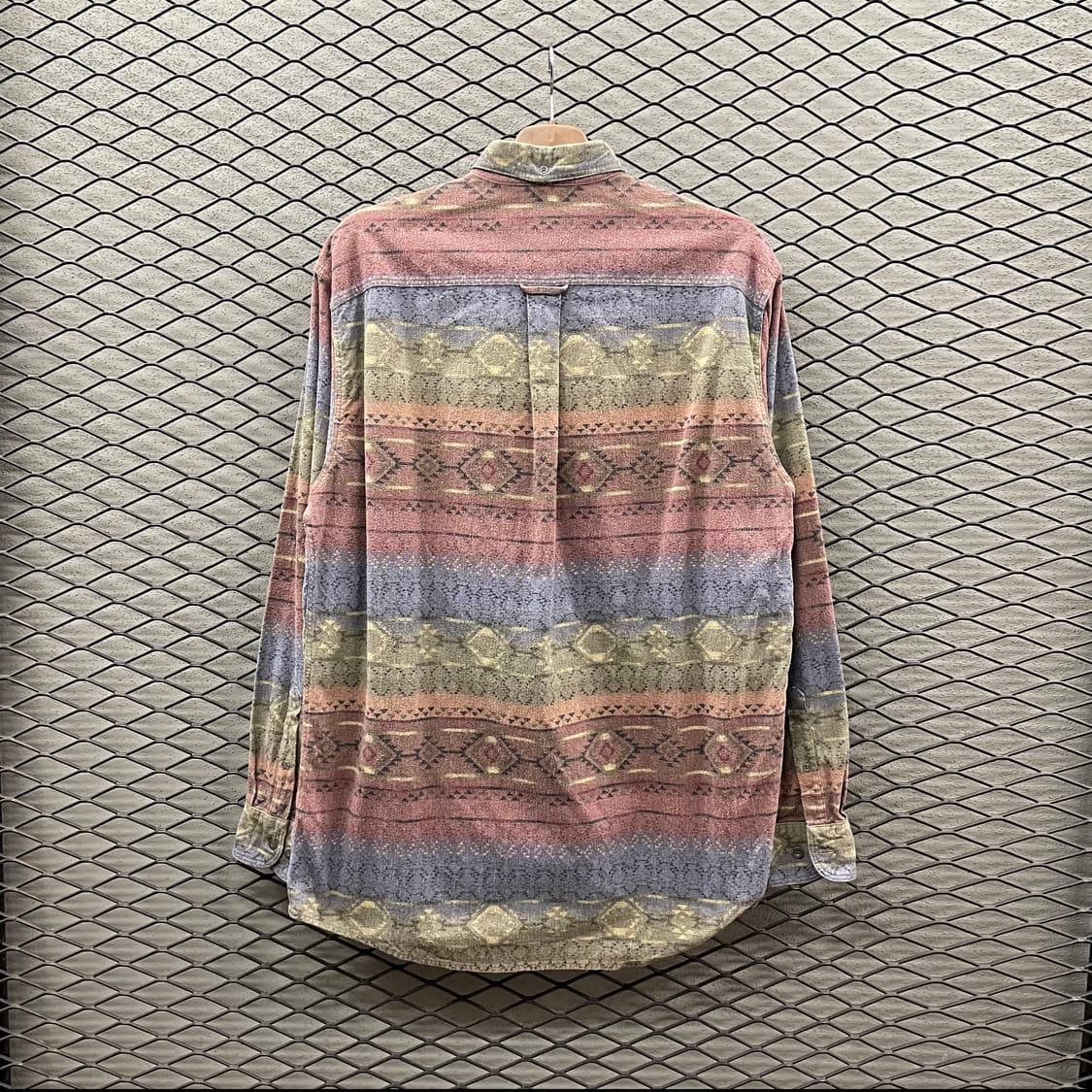 USA VINTAGE 플란넬 셔츠 웨스턴 아즈텍 패턴 디테일 핑크 블루 상품이미지3