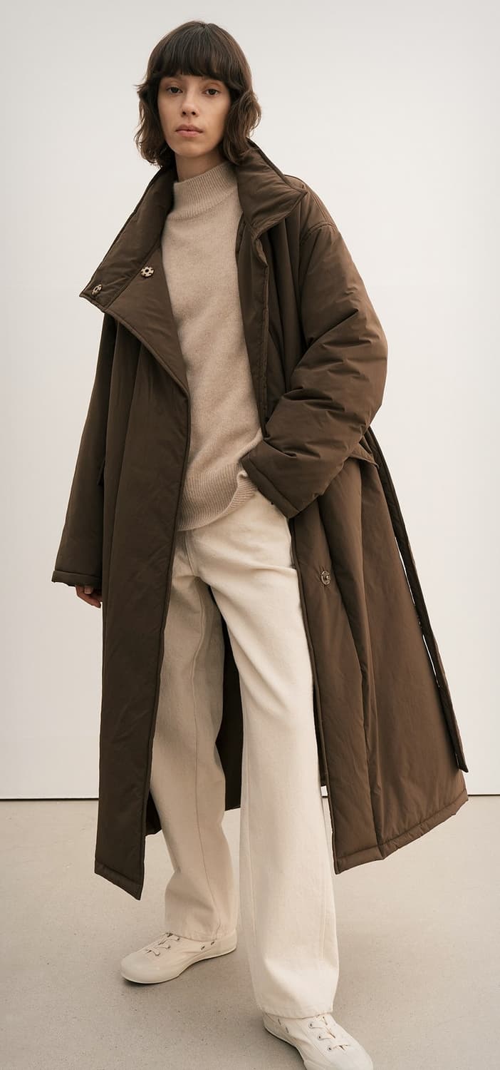 르Le 하이넥 패딩 롱코트/브라운 상품이미지5