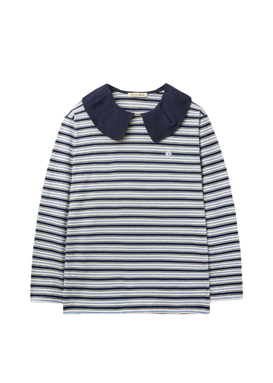 Stripe Big Collar Jersey Top / Navy 상품이미지5