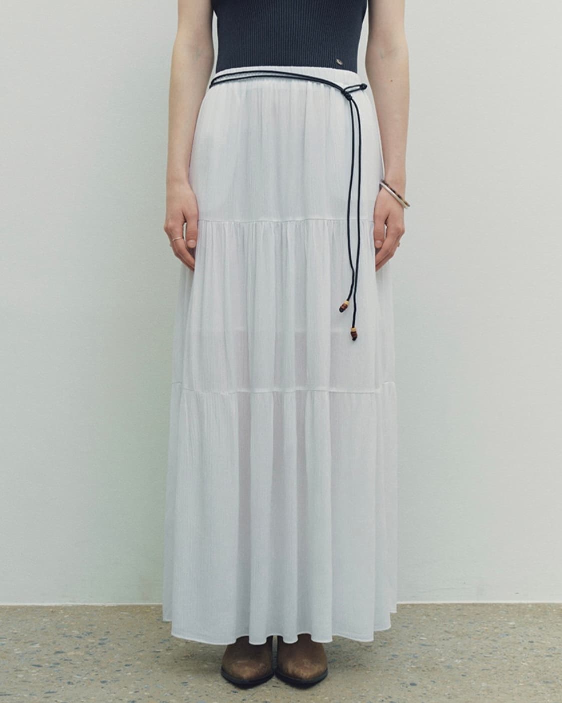 니브 프릴 맥시 스커트 화이트 상품이미지1