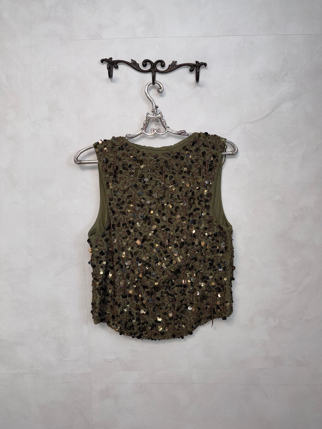 Khaki brown oriental fairy beads vest 상품이미지6