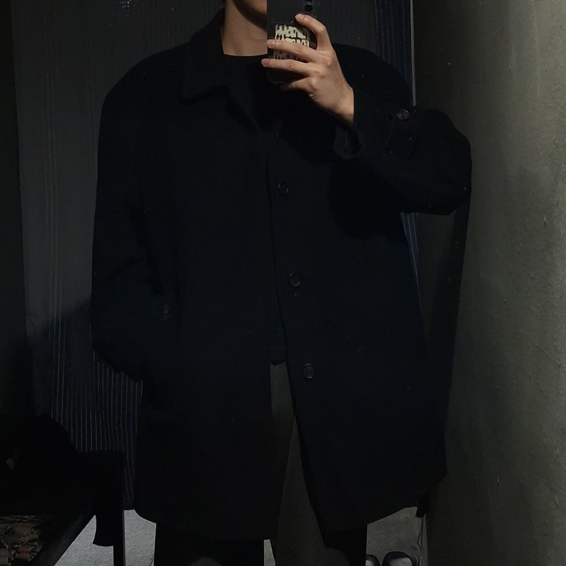 YSL 입생로랑 뿌르옴므 블랙 로고 히든버튼 울 앙고라 싱글코트 반코트 상품이미지2