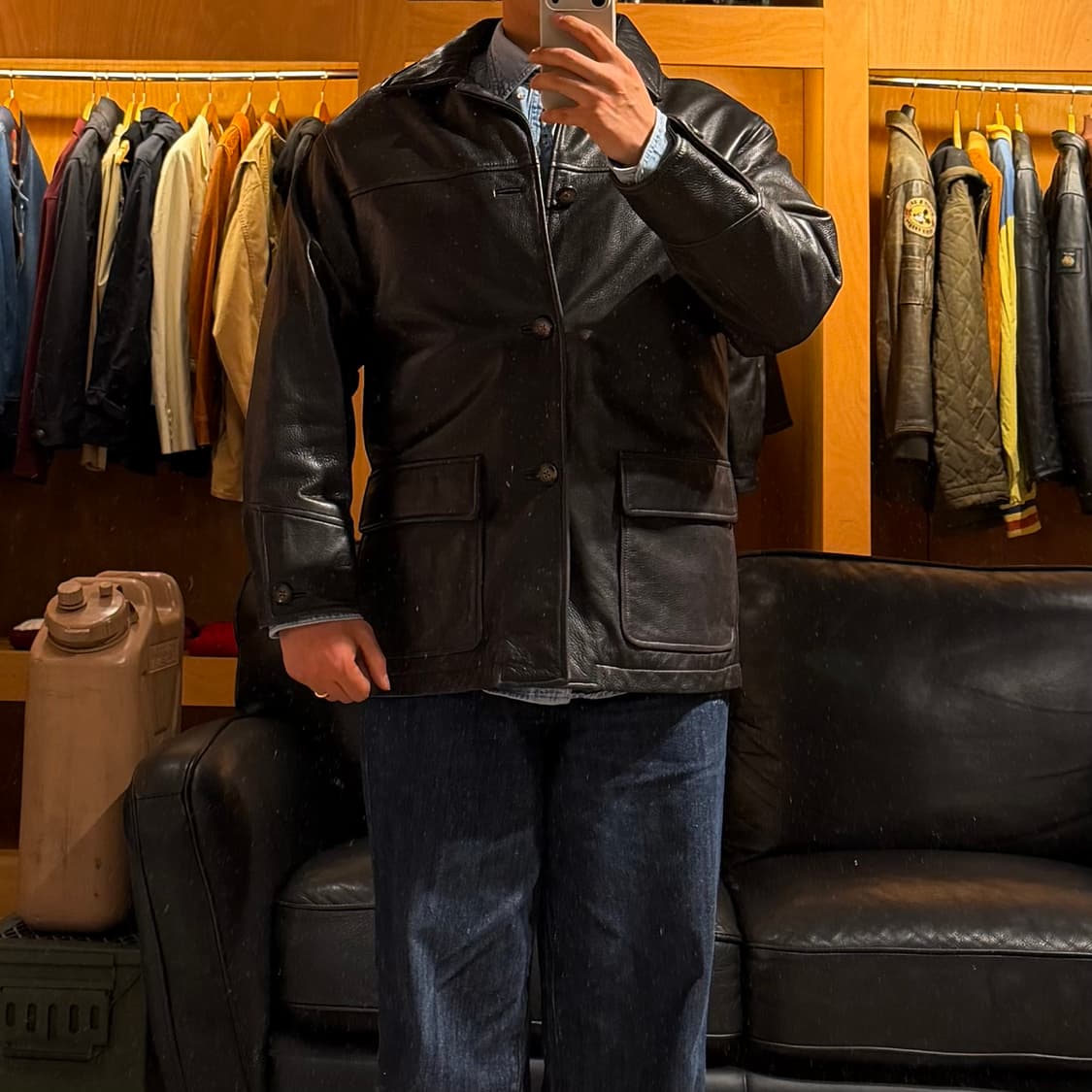 AM스튜디오 헤비 카우레더 카 코트 L 소가죽 자켓 상품이미지1