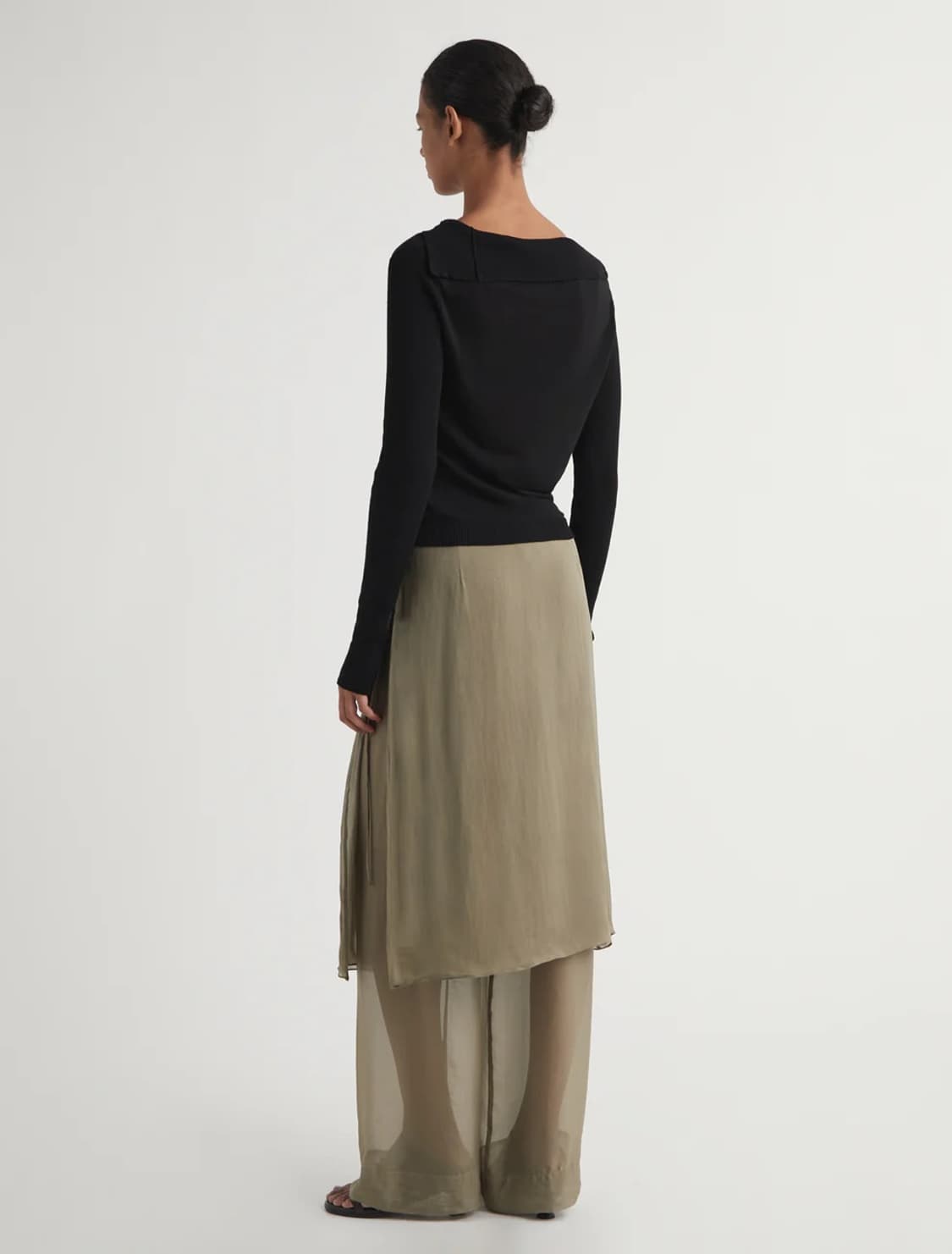 [34,36,38]팔로마울 Low Silk Archi 스커트 팬츠/카키 상품이미지4