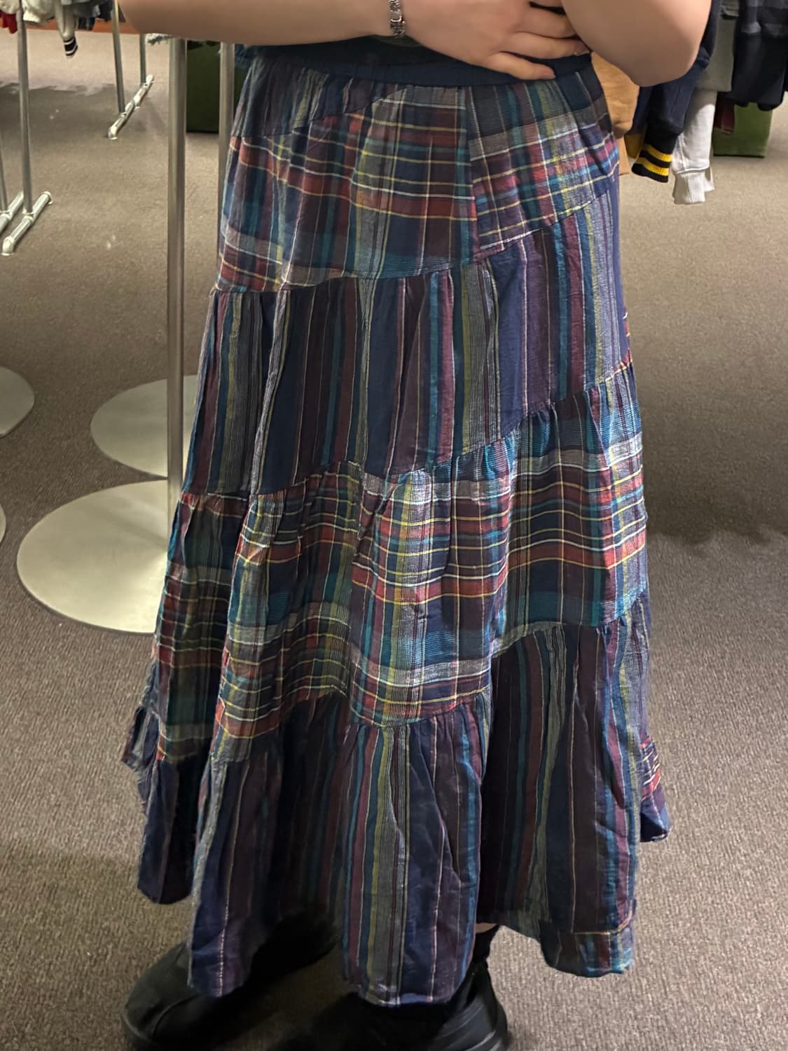M)Japanese vintage 플래드 체크 패턴 롱스커트 상품이미지2