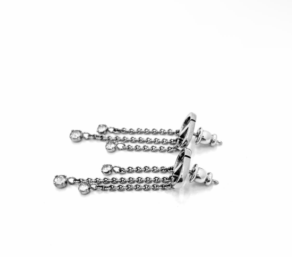 [S] 디올 쁘띠 CD 트레저 피니시 크리스탈 이어링 귀걸이 실버 스몰 상품이미지3