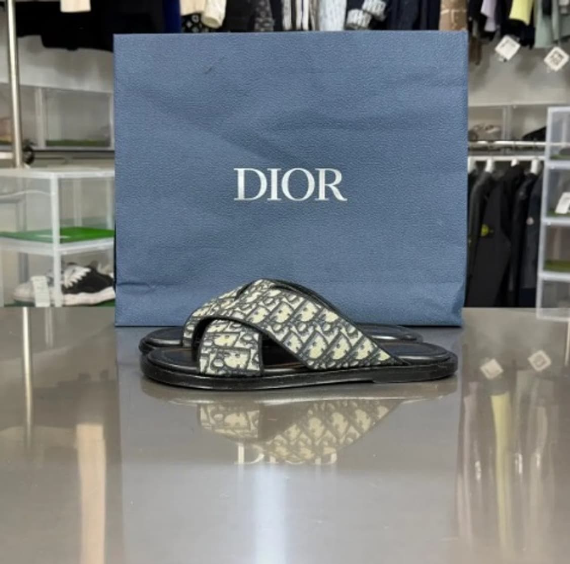 [정품] 디올 프리미엄 자카드 오블리크 샌들 레더 슬리퍼 280 상품이미지2