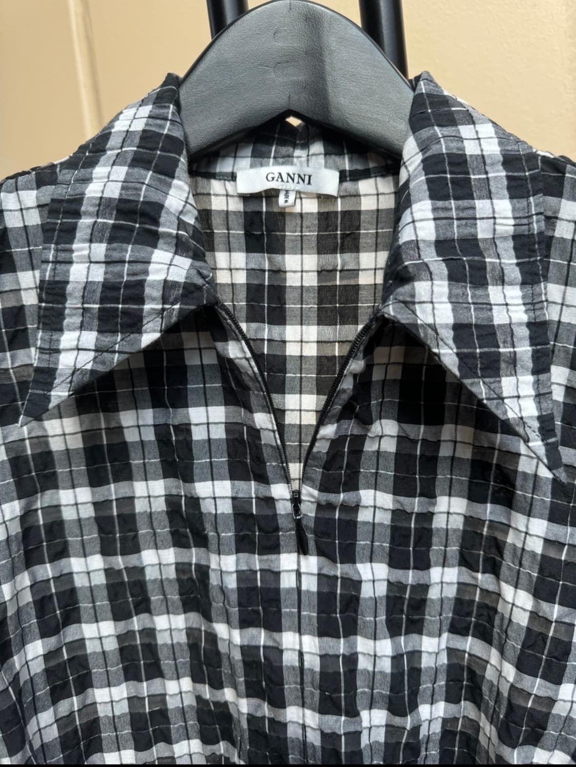 (촬영용 제품 파격할인)새상품 컨디션 GANNI블랙 체크 셔츠 원피스34 상품이미지4