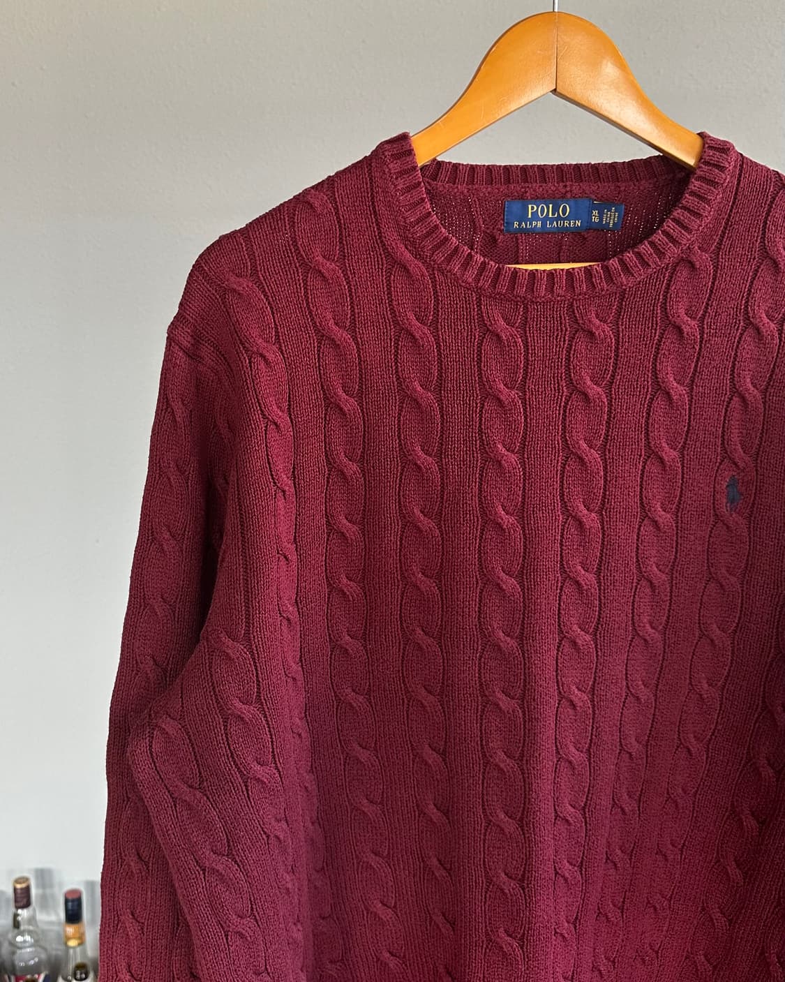 [L]폴로 랄프로렌 버건디 케이블 니트 스웨터 상품이미지3
