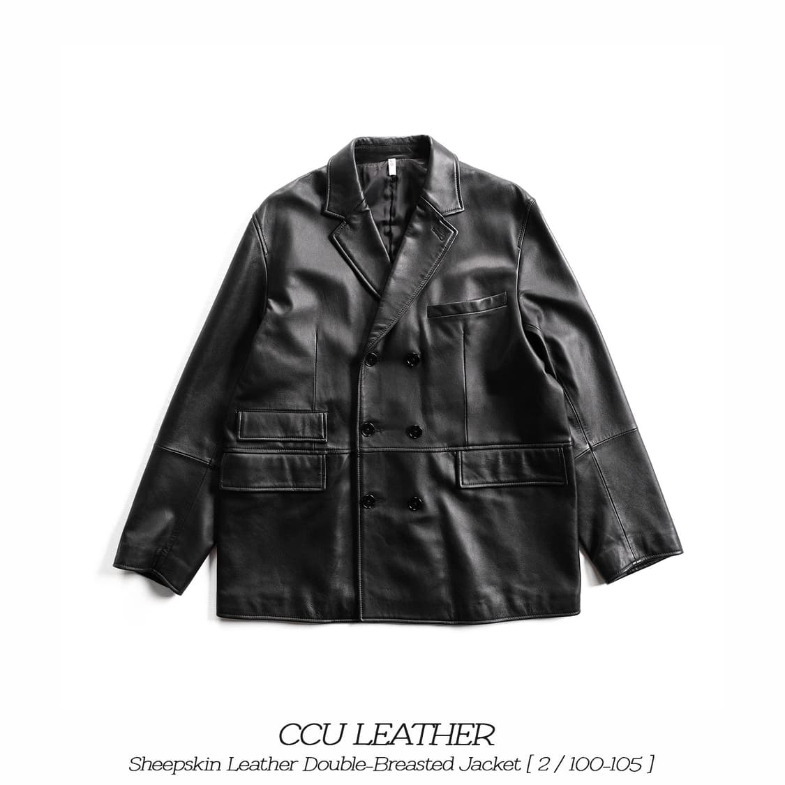CCU 레더 양가죽 더블 브레스트 자켓 2(100-105)사이즈 블랙 상품이미지1