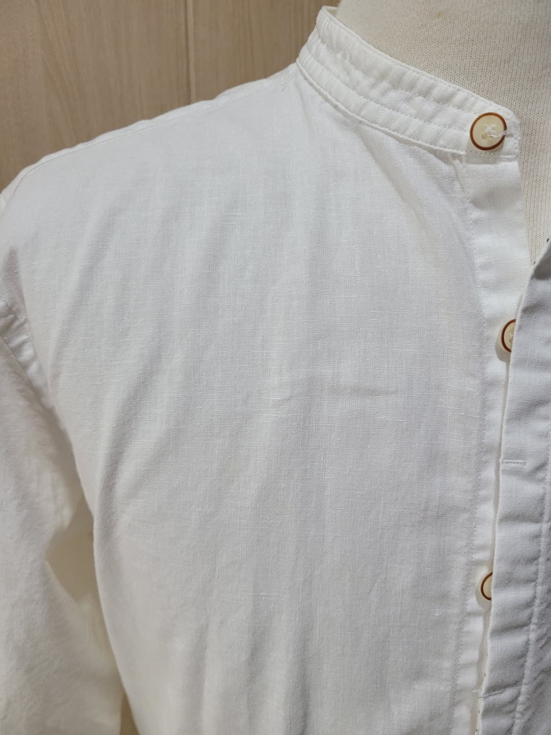 자라맨 ZARAMAN 린넨 헨리넥 셔츠 105 화이트 상품이미지3