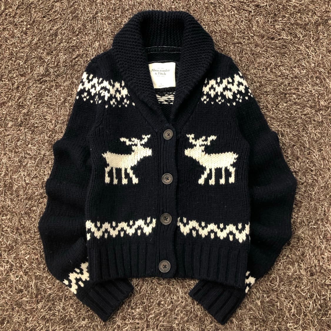 아베크롬비 사슴 하트 패턴 가디건 상품이미지1