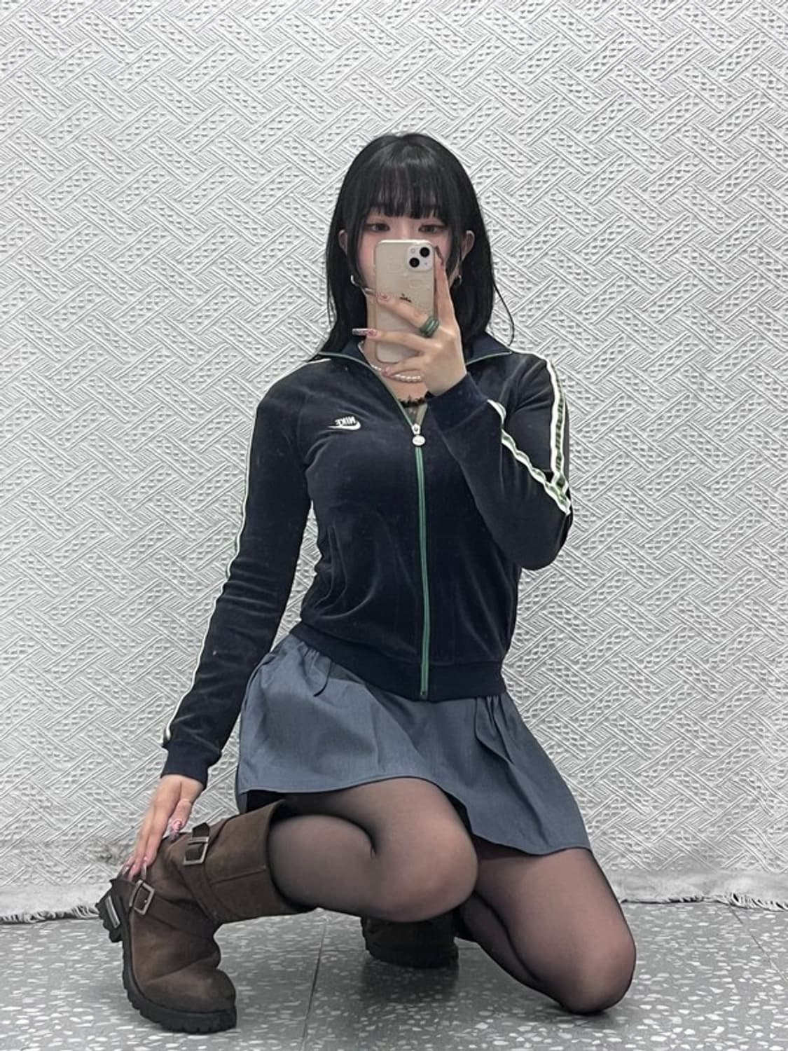 나이키 Y2K 00's 레트로 빈티지 딱붙핏 벨벳 집업 S C11719 상품이미지1