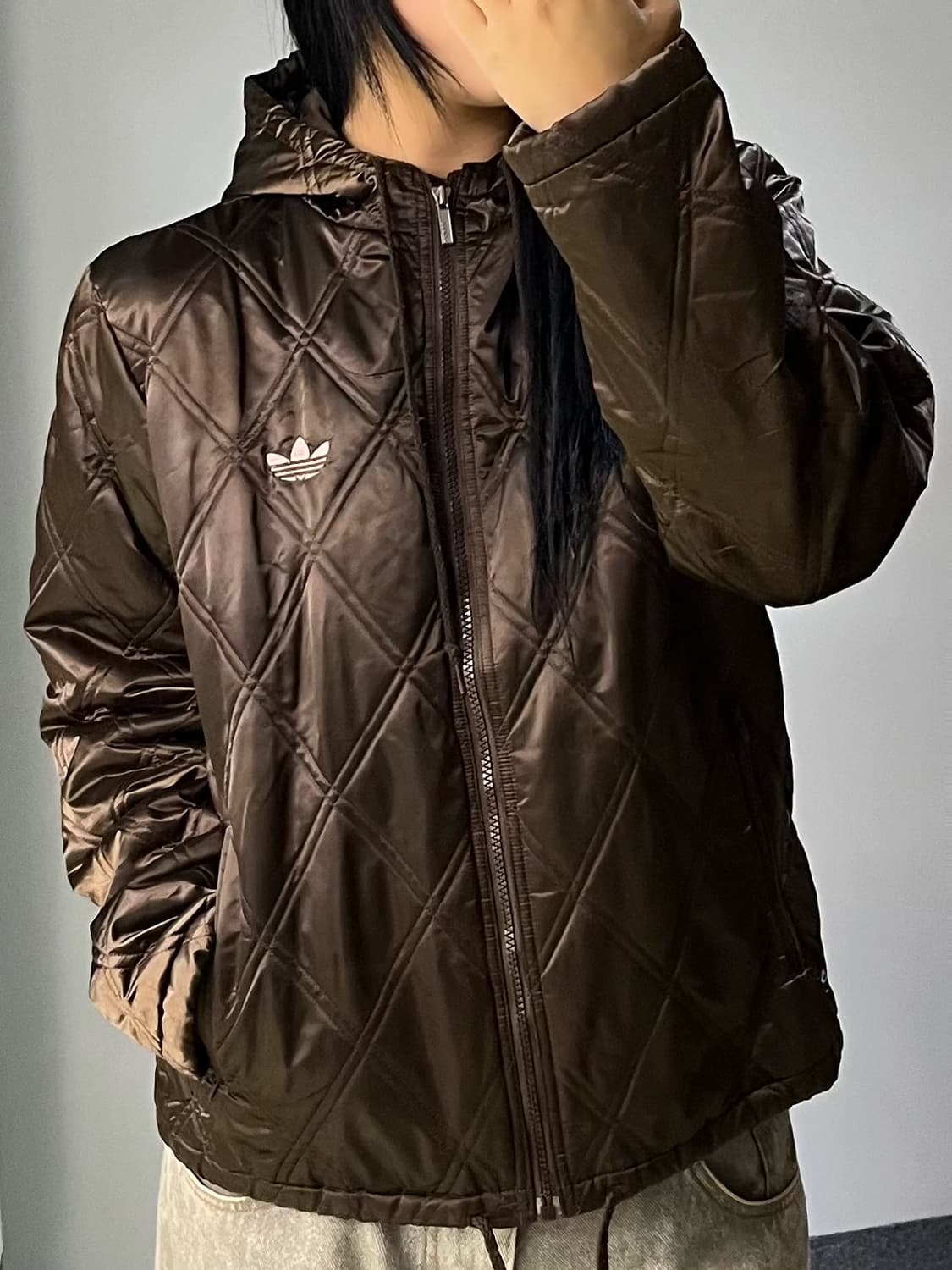 아디다스 Y2K 트레포일 퀼티드 후드 자켓 상품이미지1