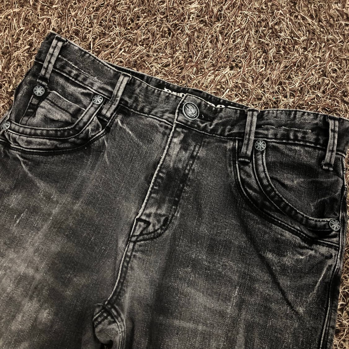 버커루 흑청 워싱 디스트로이드 디스 데님 팬츠 상품이미지4