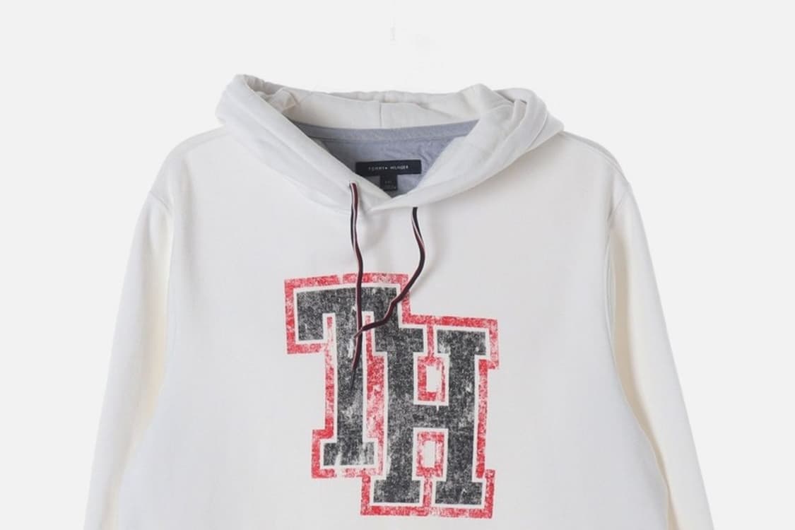 타미힐피거 빅로고 기모 후드티 화이트 L 상품이미지3