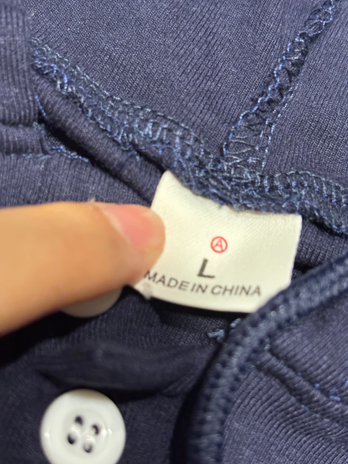 네이비/회색 배색 후드 헨리넥 긴팔 티셔츠 상품이미지2