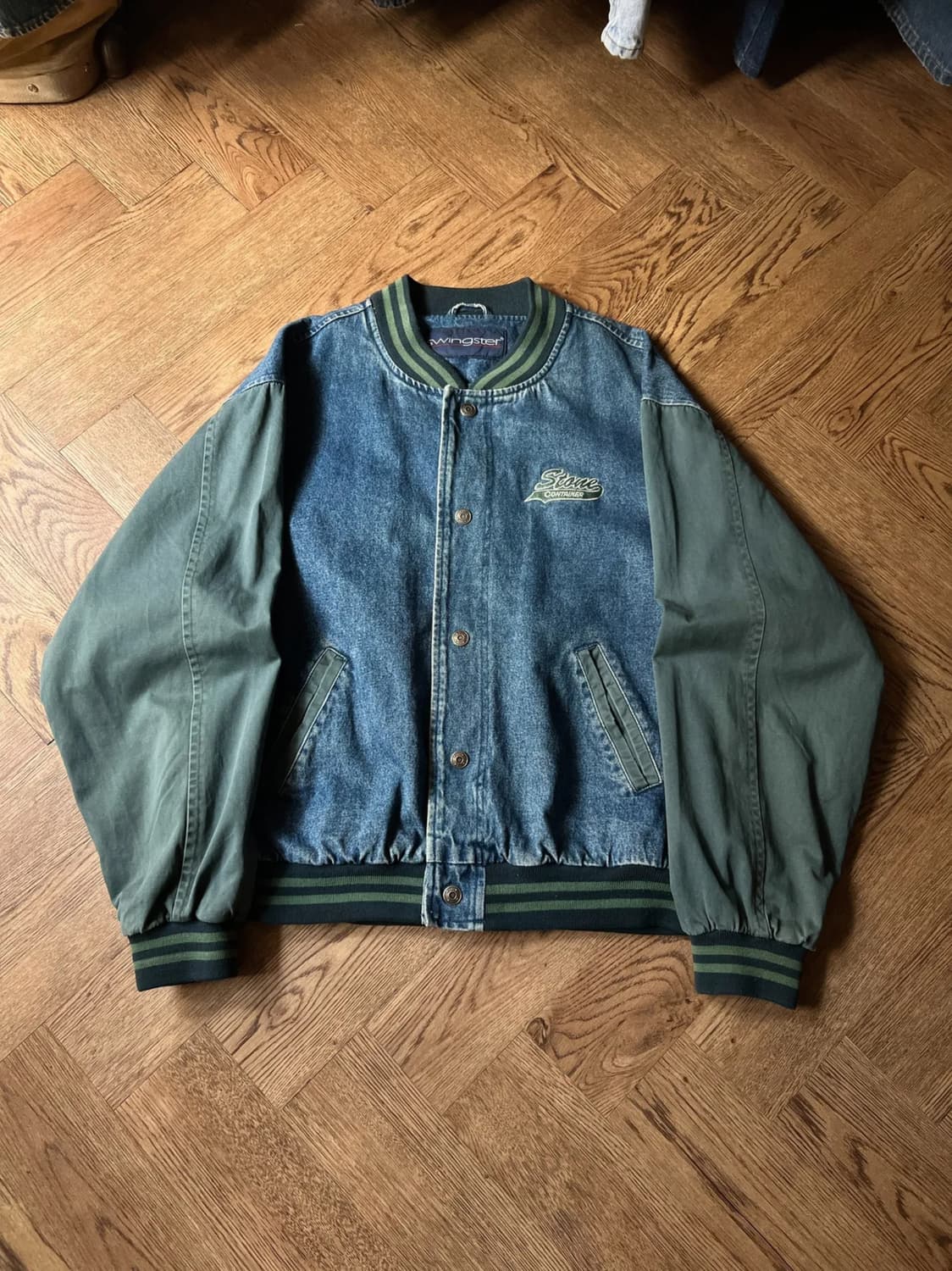 [XL]90's Swingster USA 오버핏 데님 바시티 자켓 상품이미지1